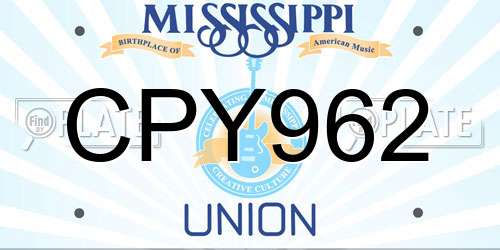 CPY962 Mississippi License Plate