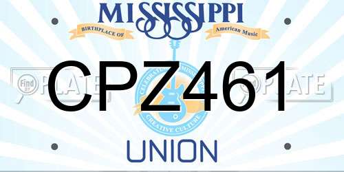 CPZ461 Mississippi License Plate