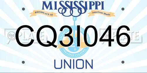 CQ3I046 Mississippi License Plate