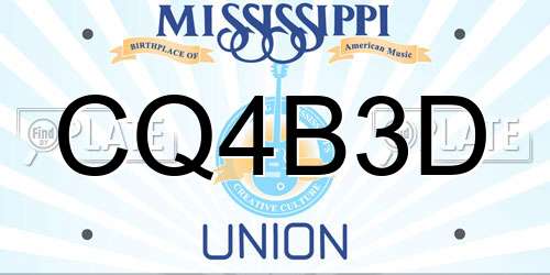 CQ4B3D Mississippi License Plate