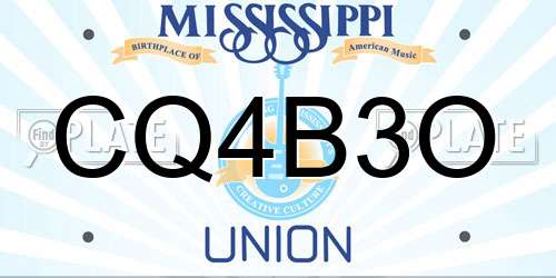 CQ4B3O Mississippi License Plate