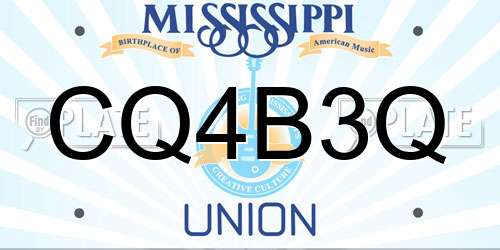 CQ4B3Q Mississippi License Plate