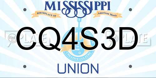 CQ4S3D Mississippi License Plate