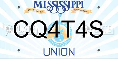 CQ4T4S Mississippi License Plate