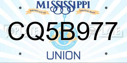 CQ5B977 Mississippi License Plate