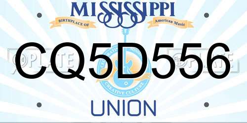 CQ5D556 Mississippi License Plate