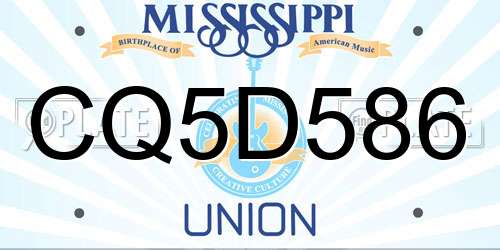 CQ5D586 Mississippi License Plate