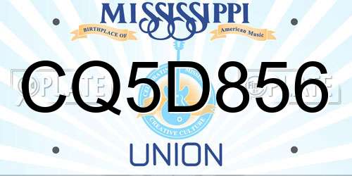 CQ5D856 Mississippi License Plate