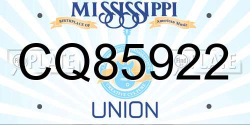CQ85922 Mississippi License Plate