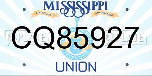 CQ85927 Mississippi License Plate