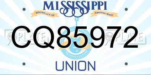 CQ85972 Mississippi License Plate
