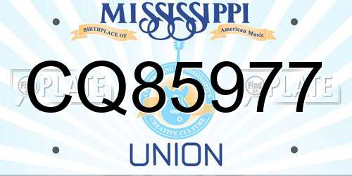CQ85977 Mississippi License Plate