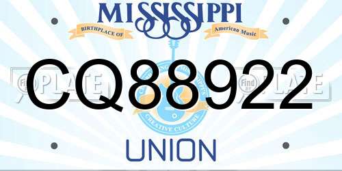 CQ88922 Mississippi License Plate