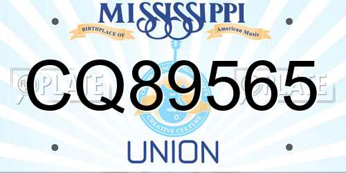 CQ89565 Mississippi License Plate