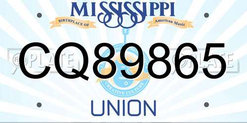 CQ89865 Mississippi License Plate