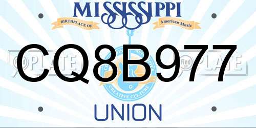 CQ8B977 Mississippi License Plate