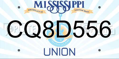 CQ8D556 Mississippi License Plate