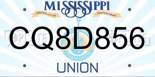 CQ8D856 Mississippi License Plate