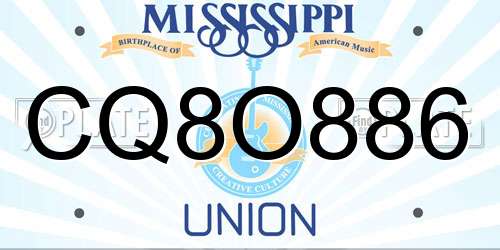CQ8O886 Mississippi License Plate