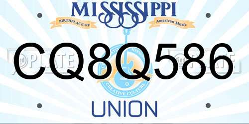 CQ8Q586 Mississippi License Plate