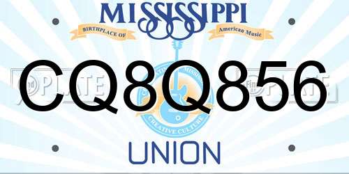 CQ8Q856 Mississippi License Plate