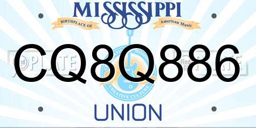 CQ8Q886 Mississippi License Plate