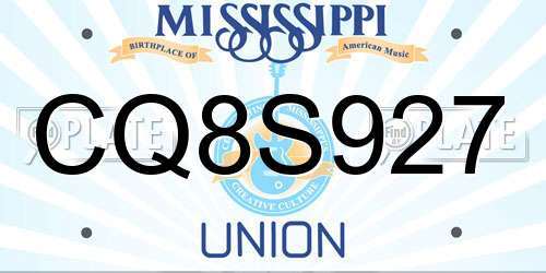 CQ8S927 Mississippi License Plate