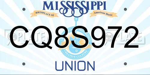 CQ8S972 Mississippi License Plate