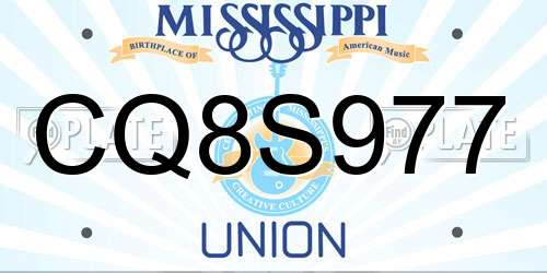 CQ8S977 Mississippi License Plate