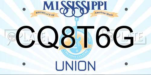 CQ8T6G Mississippi License Plate