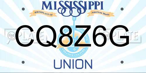 CQ8Z6G Mississippi License Plate