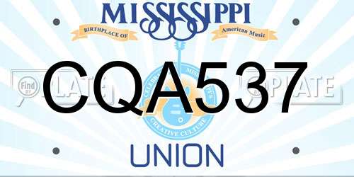 CQA537 Mississippi License Plate