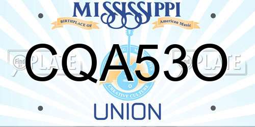 CQA53O Mississippi License Plate