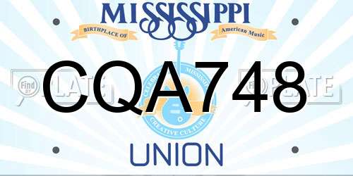 CQA748 Mississippi License Plate