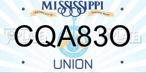 CQA83O Mississippi License Plate