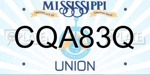 CQA83Q Mississippi License Plate