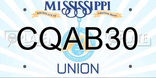CQAB30 Mississippi License Plate