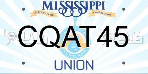 CQAT45 Mississippi License Plate