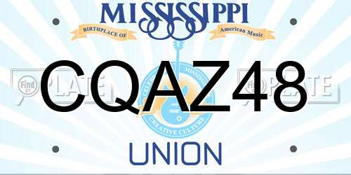 CQAZ48 Mississippi License Plate