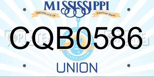 CQB0586 Mississippi License Plate