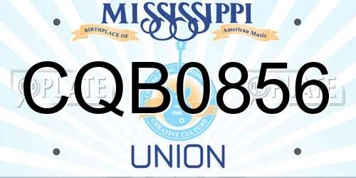 CQB0856 Mississippi License Plate