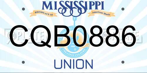 CQB0886 Mississippi License Plate