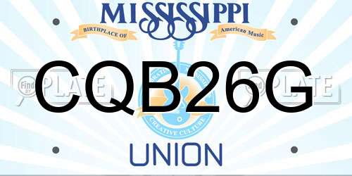 CQB26G Mississippi License Plate
