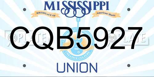 CQB5927 Mississippi License Plate