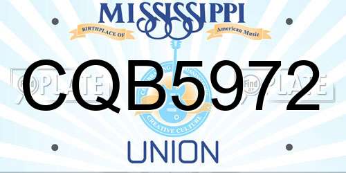CQB5972 Mississippi License Plate