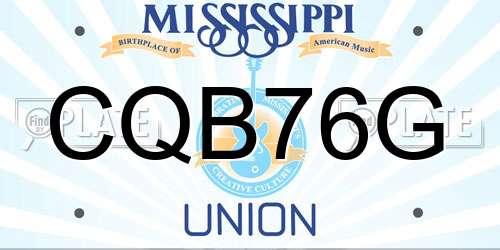 CQB76G Mississippi License Plate