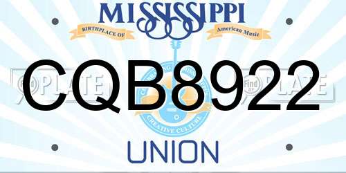 CQB8922 Mississippi License Plate