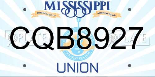 CQB8927 Mississippi License Plate