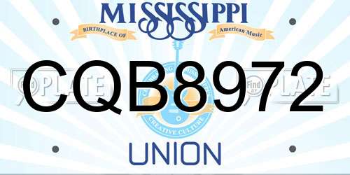 CQB8972 Mississippi License Plate