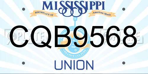 CQB9568 Mississippi License Plate